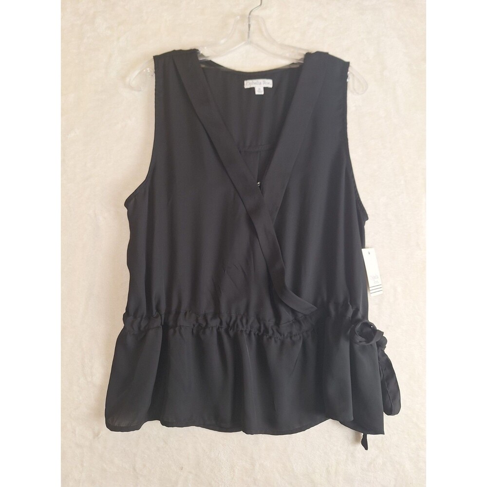 Ophelia Roe Women’s XL Sleeveless Tank Top Faux Wrap Peplum Side Tie Cinched NWT